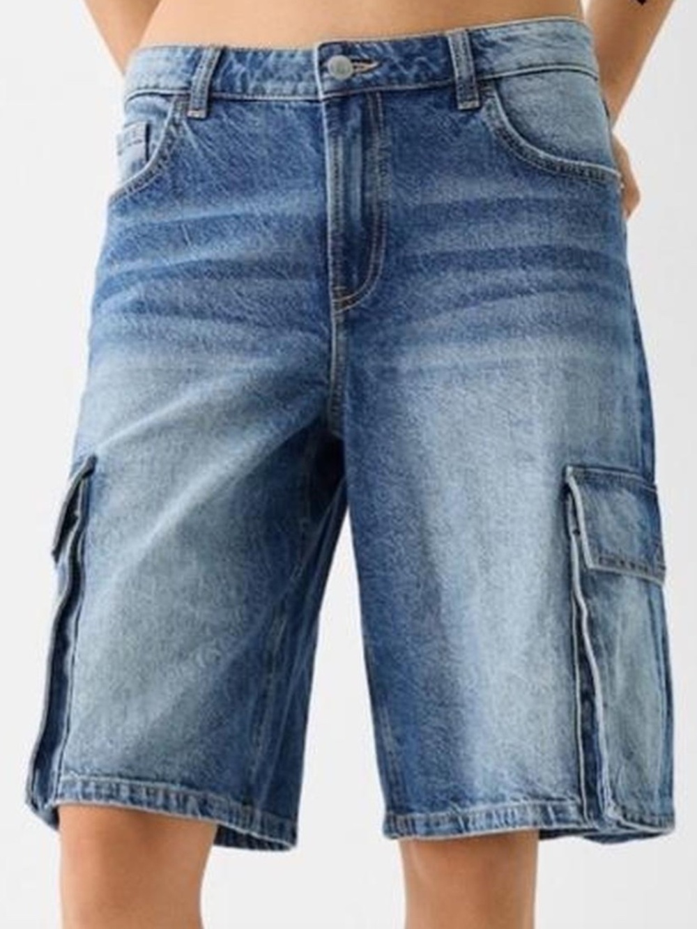 Cargo Utility Baggy Y2K style streetwear Bershka Jorts Shorts Medium Wash  6